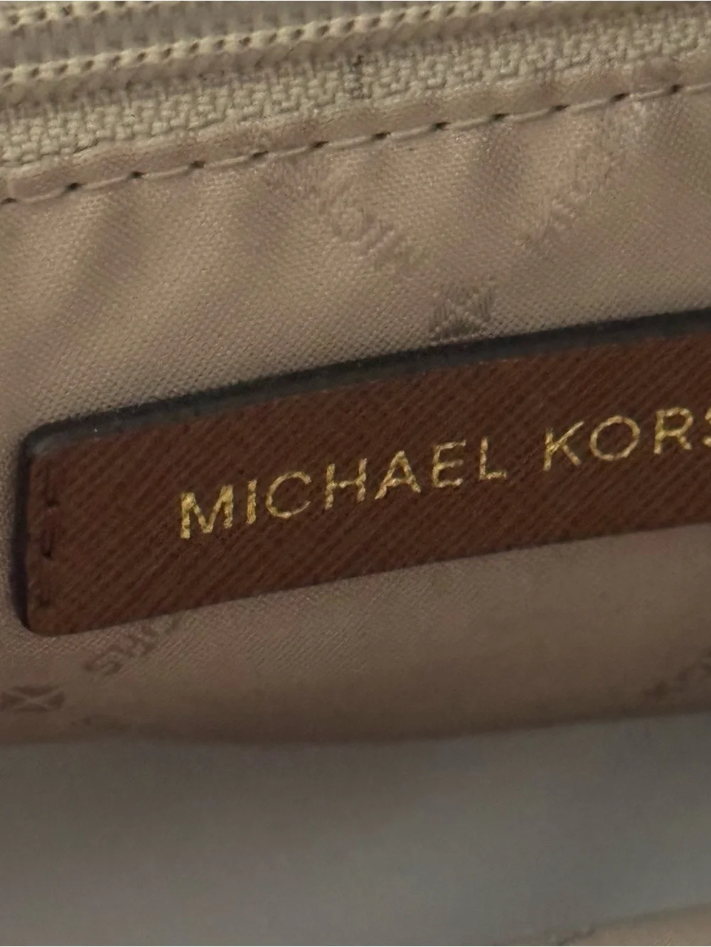 Michael Kors Jet Set Large Signature Logo Shoulder Bag Vanilla MK Logo Tote